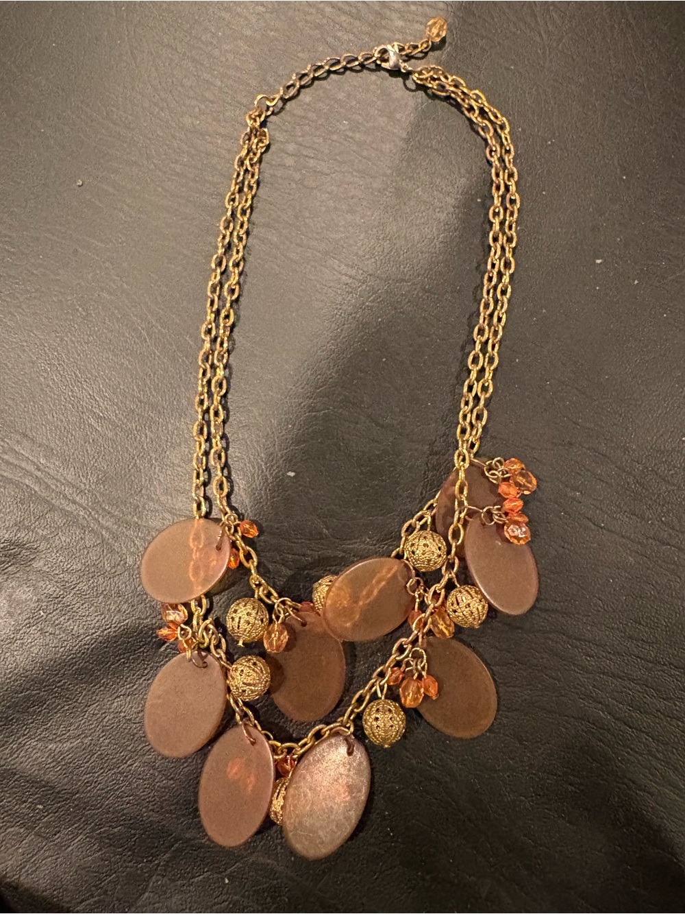 Layered Gold and Copper Disc Pendant Necklace